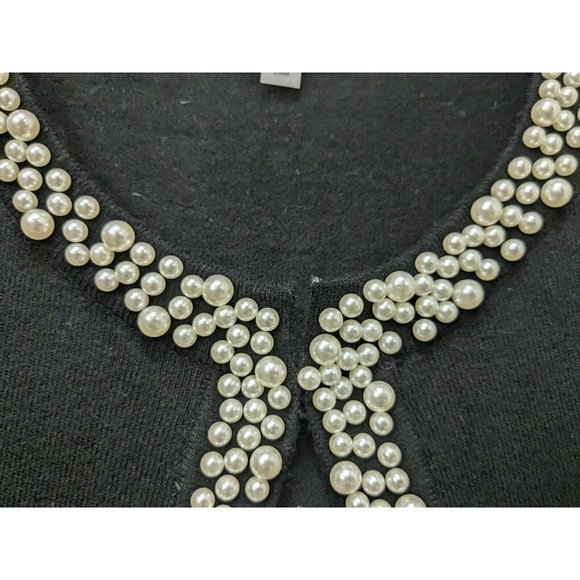 Siani Milano Black Open Cardigan Sweater with Pearl Details Women's Size Small - Picture 5 of 9